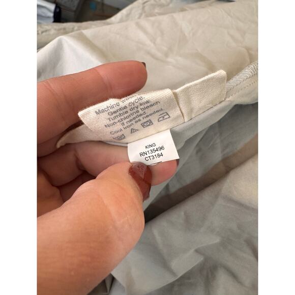 Coyuchi Lt Gray King Duvet Cover Organic Cotton Crinkled Percale Cooling Bedding - Picture 10 of 10